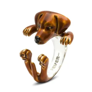 Dog Fever Sterling Silver Enamelled Rhodesian Ridgeback Hug Ring D