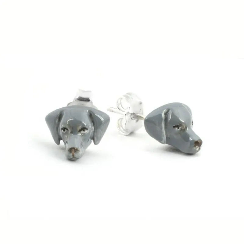 Dog Fever Sterling Silver Enamelled Weimaraner Muzzle Earrings D