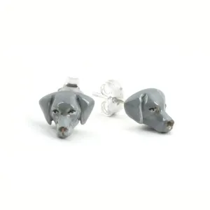 Dog Fever Sterling Silver Enamelled Weimaraner Muzzle Earrings D
