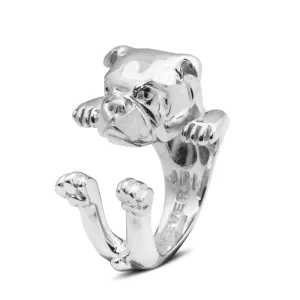 Dog Fever Sterling Silver English Bulldog Hug Ring