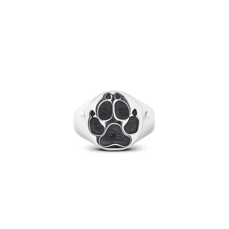 Dog Fever Sterling Silver Paw Print Ring D