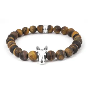 Dog Fever Sterling Silver Tiger's Eye Bull Terrier Bracelet