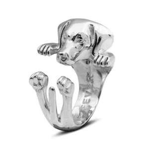 Dog Fever Sterling Silver Weimaraner Hug ring D