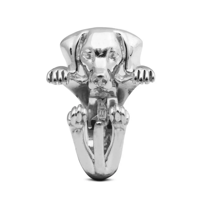 Dog Fever Sterling Silver Weimaraner Hug ring D