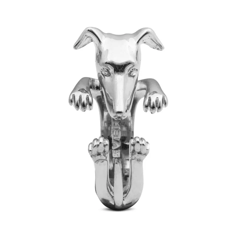 Dog Fever Sterling Silver Whippet Hug Ring
