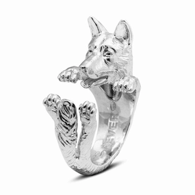 Dog Fever Sterling Silver German Shepherd Hug ring D