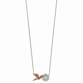Elements Silver Rose Gold Plated Hummingbird Necklace N4313