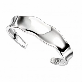 Elements Silver Wavy Concave Bangle B4817