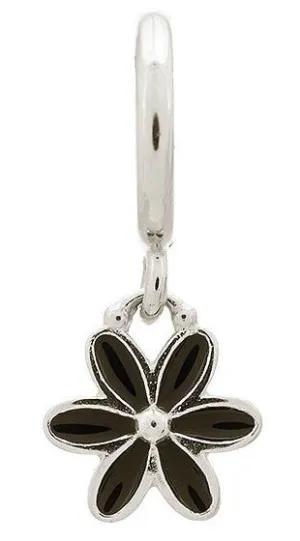 Endless Jewellery Charm Enamel Flower Drop Black Silver