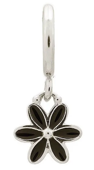 Endless Jewellery Charm Enamel Flower Drop Black Silver