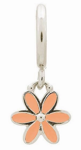 Endless Jewellery Charm Enamel Flower Drop Coral Silver