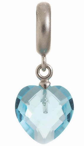 Endless Jewellery Charm Heart Cut Drop Sky Blue Silver