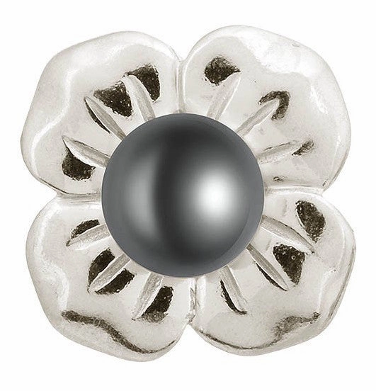 Endless Jewellery Charm Pearl Flower Black Silver