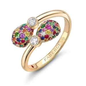Faberge Emotion 18ct Yellow Gold Multi-Coloured Crossover Ring