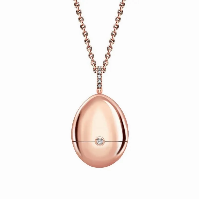 Faberge 18ct Rose Gold Diamond Bail Ruby Set Shoe Surprise Locket