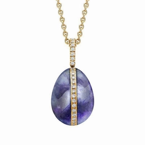 Faberge 18ct Rose Gold Diamond Blue John Pendant Limited Edition