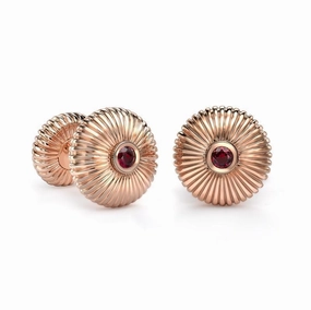 Faberge 18ct Rose Gold Ruby Fluted Cufflinks