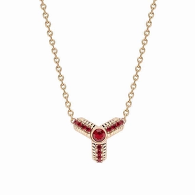 Faberge Colours of Love 18ct Rose Gold Ruby Fluted Trio Necklace
