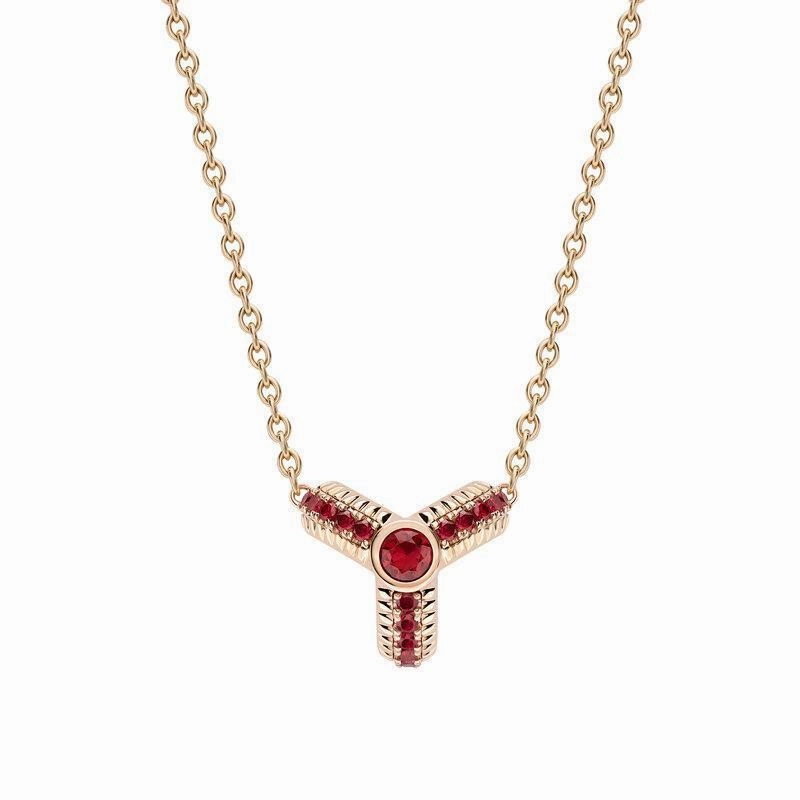 Faberge Colours of Love 18ct Rose Gold Ruby Fluted Trio Necklace