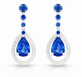 Faberge Colours of Love 18ct White Gold Sapphire Drop Earrings