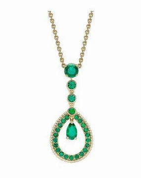 Faberge Colours of Love 18ct Yellow Gold Emerald Teardrop Pendant