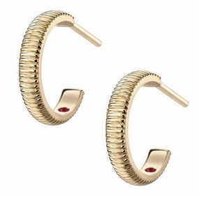 Faberge Colours of Love 18ct Yellow Gold Fluted Hoop Earrings