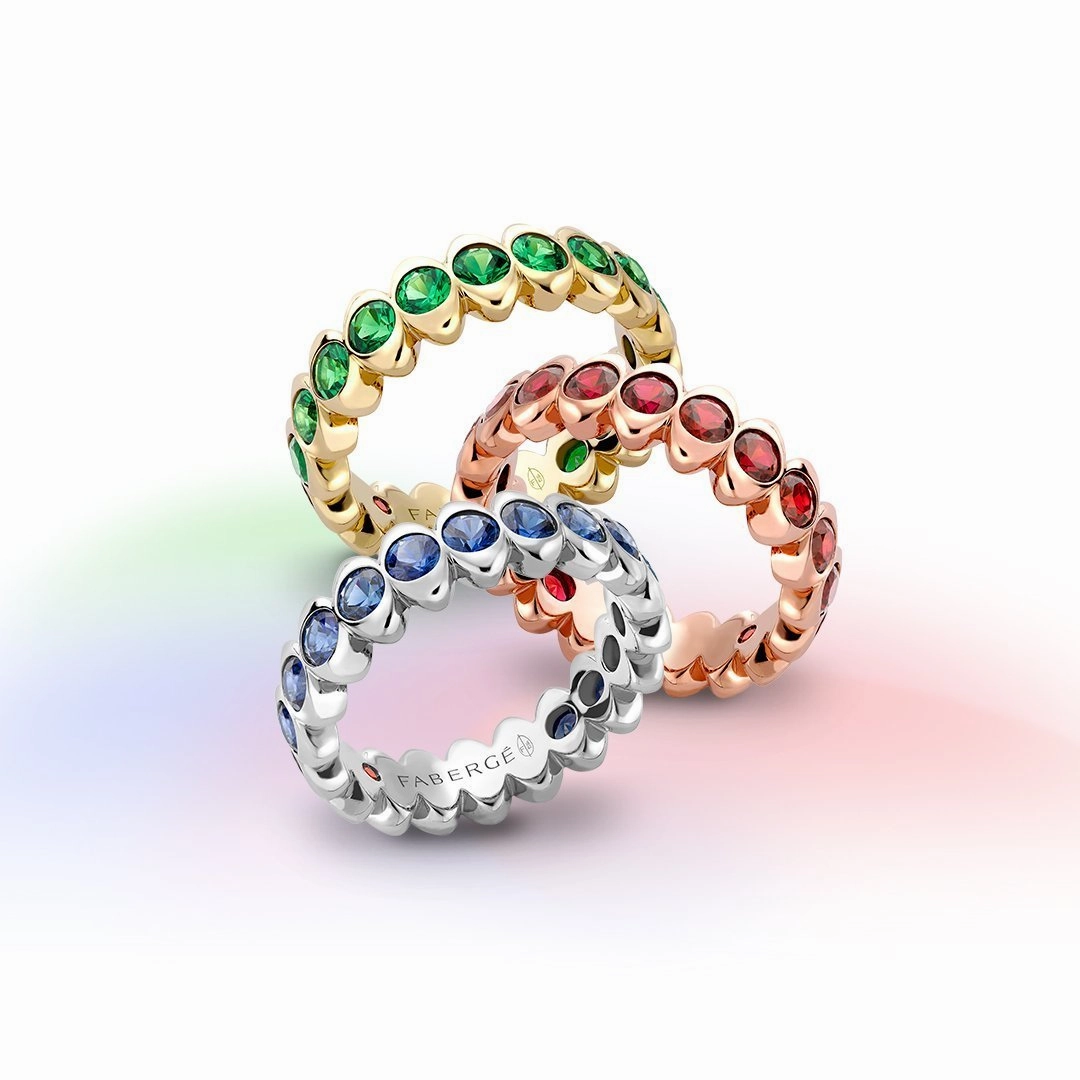 Faberge Colours of Love Cosmic Curve 18ct Rose Gold Ruby Eternity Ring