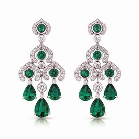 Faberge Colours of Love White Gold Emerald Chandelier Earrings