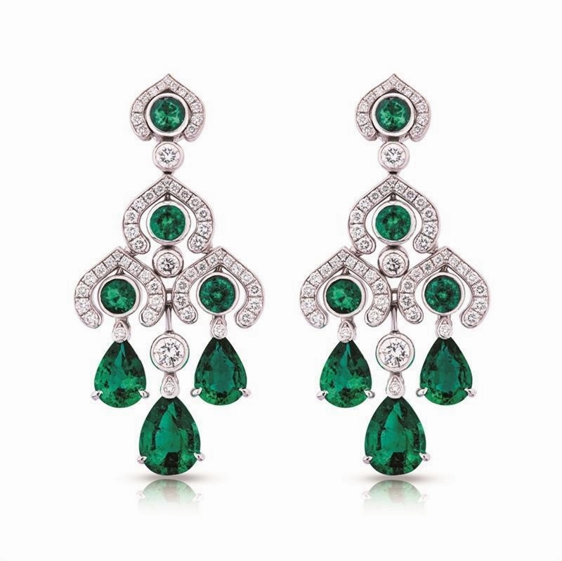 Faberge Colours of Love White Gold Emerald Chandelier Earrings
