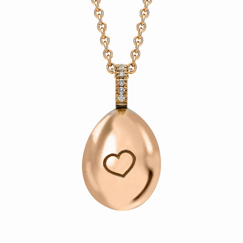 Faberge Essence 18ct Rose Gold 0.08ct Diamond Heart Egg Pendant Exclusive Edition