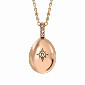 Faberge Essence 18ct Rose Gold 0.08ct Diamond Heart Egg Pendant Exclusive Edition