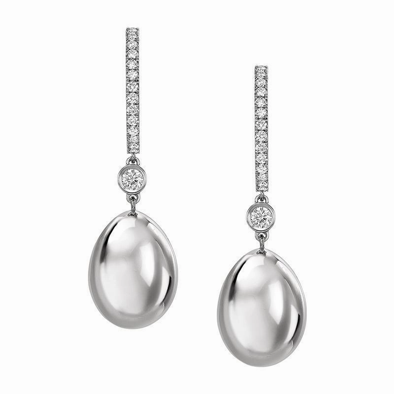 Faberge Essence 18ct White Gold Diamond Simple Earrings