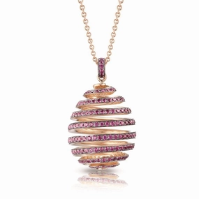 Faberge Essence Spiral 18ct Rose Gold Ruby Pendant