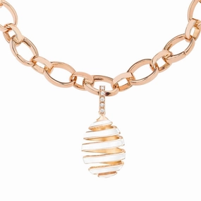 Faberge Essence Spiral Rose Gold Diamond White Enamel Charm