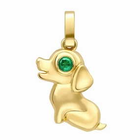 Faberge Essence Yellow Gold Emerald Dog Charm