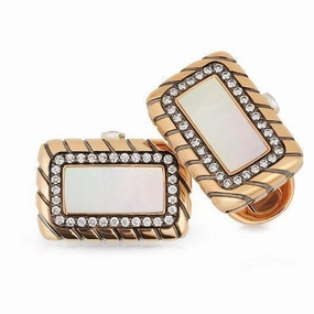 Faberge Heritage Kirill 18ct Rose Gold Mother of Pearl Cufflinks