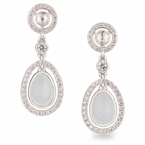 Faberge Imperial Sasha 18ct White Gold Moonstone Drop Earrings