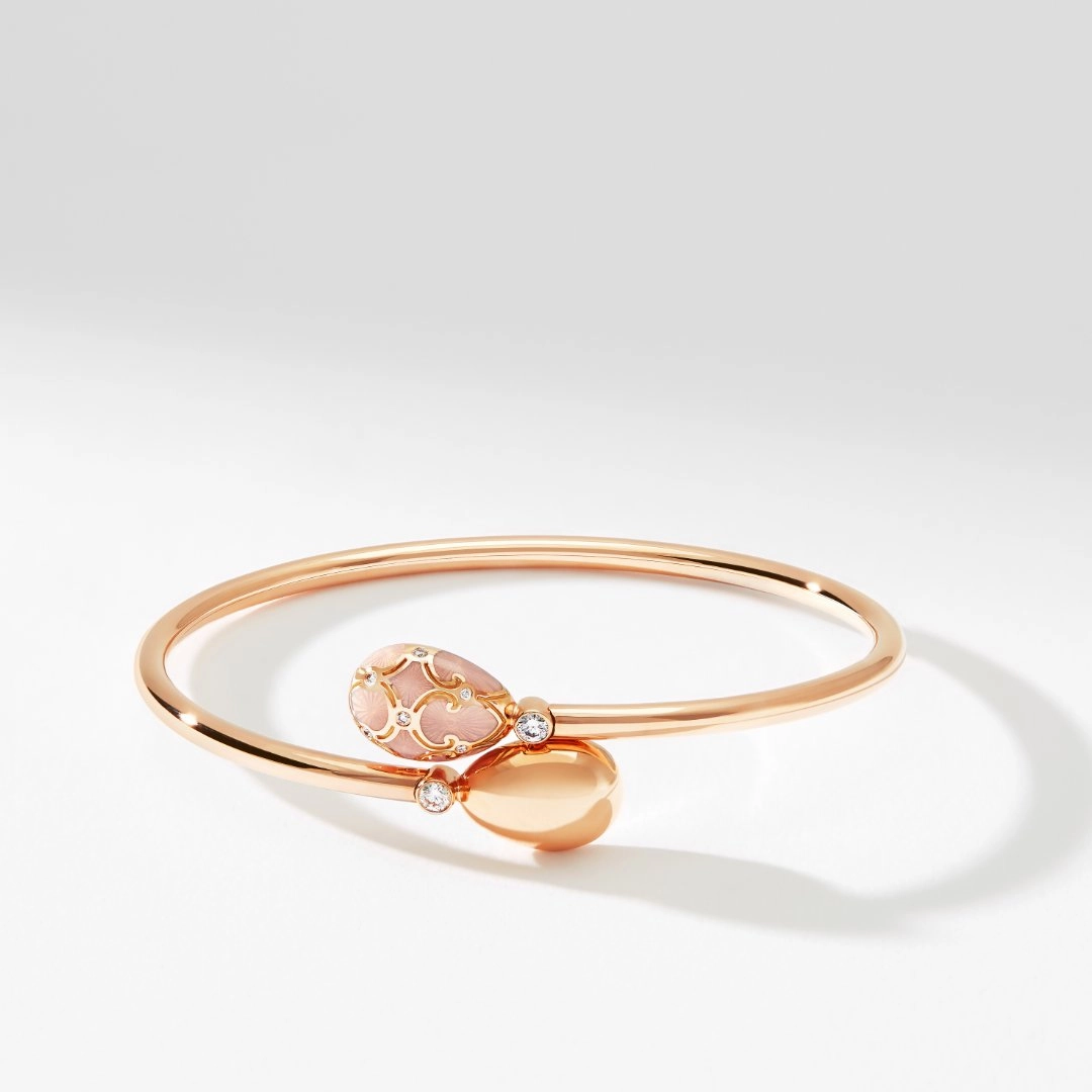 Faberge Palais Tsarskoye Selo 18ct Rose Gold Diamond Crossover Bangle