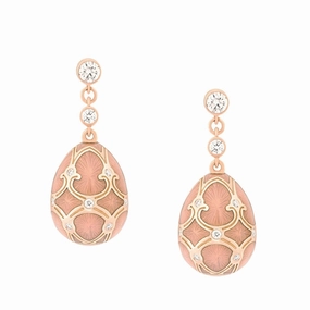 Faberge Palais Tsarskoye Selo 18ct Rose Gold Diamond Pink Earrings