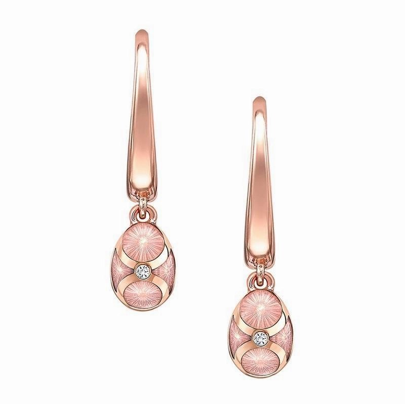 Faberge Palais Tsarskoye Selo 18ct Rose Gold Pink Drop Earrings