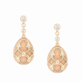 Faberge Palais Tsarskoye Selo 18ct Yellow Gold Diamond White Earrings