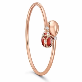 Faberge Palais Yelagin 18ct Rose Gold Diamond Red Crossover Bangle