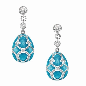 Faberge Palais Yelagin 18ct White Gold Diamond Teal Earrings