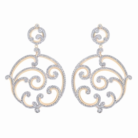 Faberge Rococo 18ct Rose Gold Pave Diamond Grand Earrings