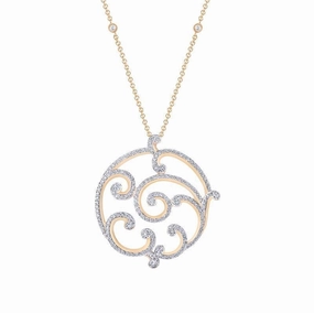 Faberge Rococo 18ct Rose Gold Pave Diamond Grand Pendant