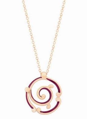 Faberge Rococo 18ct Rose Gold Purple Enamel Pendant