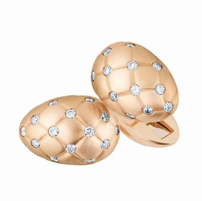 Faberge Treillage 18ct Rose Gold Diamond Matt Cufflinks D