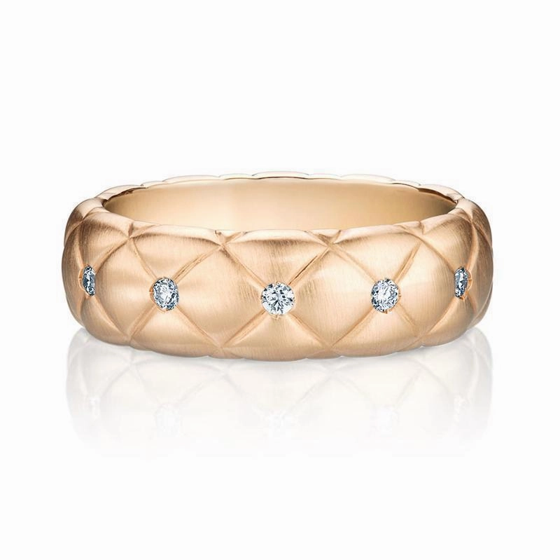 Faberge Treillage 18ct Rose Gold Diamond Matt Thin Ring