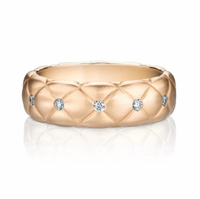 Faberge Treillage 18ct Rose Gold Diamond Matt Thin Ring