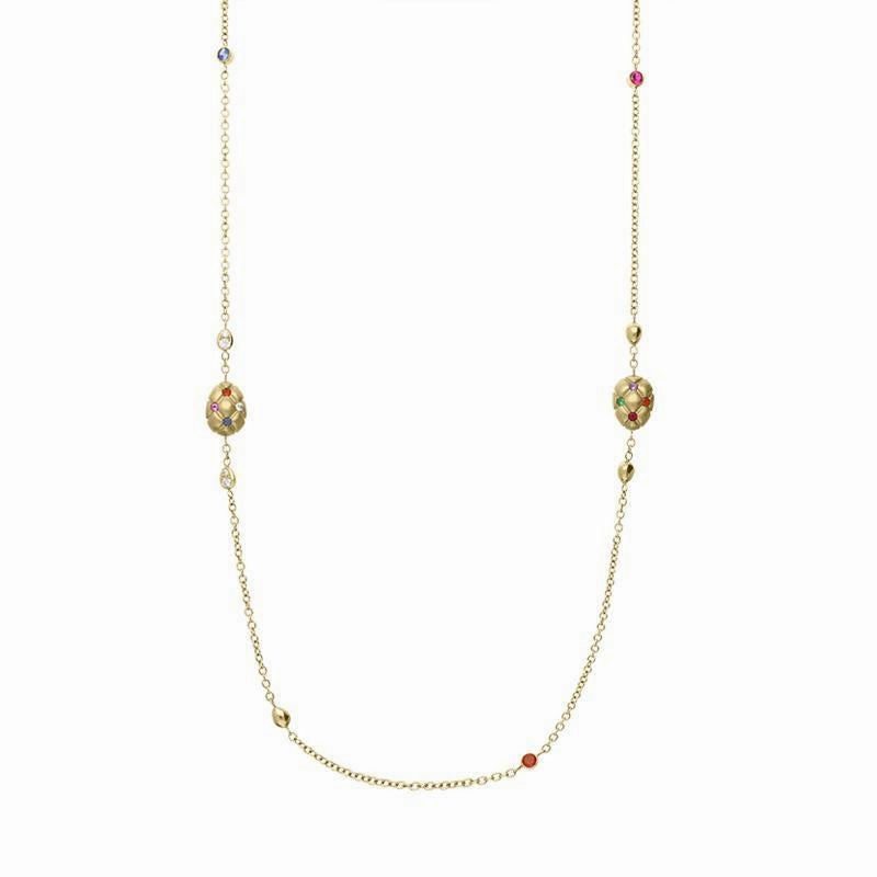 Faberge Treillage 18ct Rose Gold Multi-Coloured Matt Necklet D